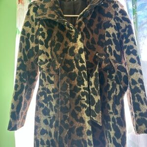 Saks Fifth Avenue Brown Leopard Teddy Jacket